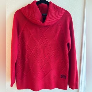 Tommy Hilfiger | Red Cowl Neck Knit Sweater Embroidered Logo Size SP
